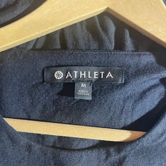 Athleta Santorini Dress Womens Medium Black Solid High Neck Sleeveless Fit Flare - Picture 7 of 11